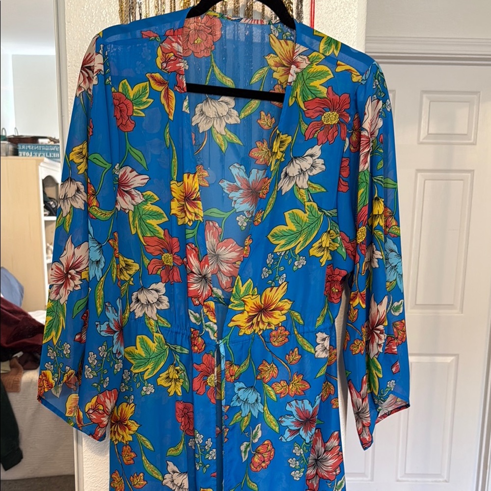 Vici Floral Blue Kimono